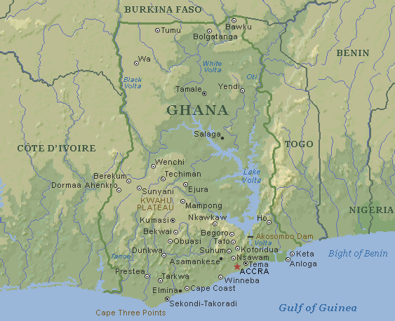 ghana physikalisch karte